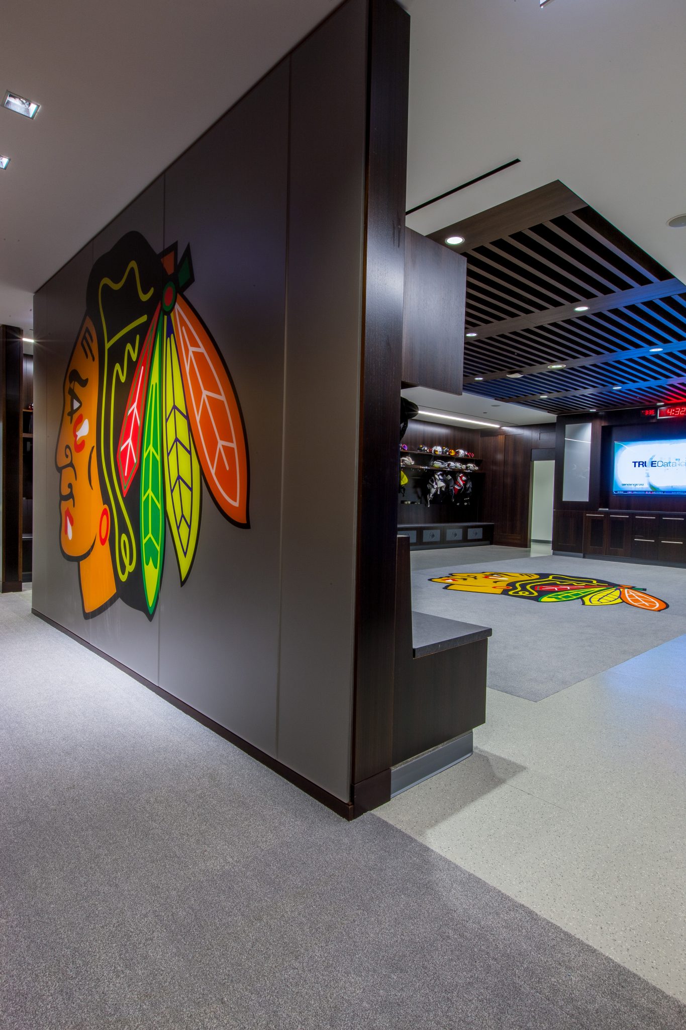 Chicago Blackhawks inside locker room 